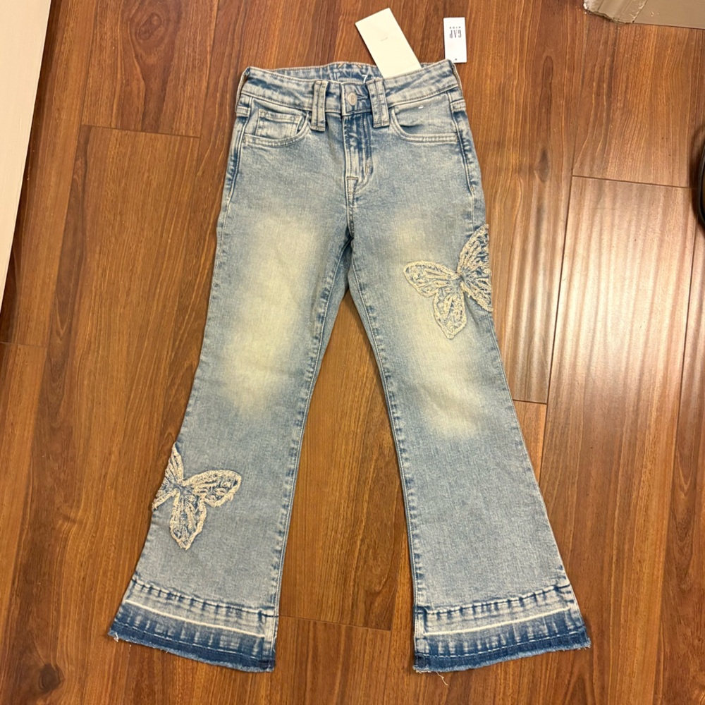GAP Kids Light Blue Flare Jeans with Butterfly Embroidery